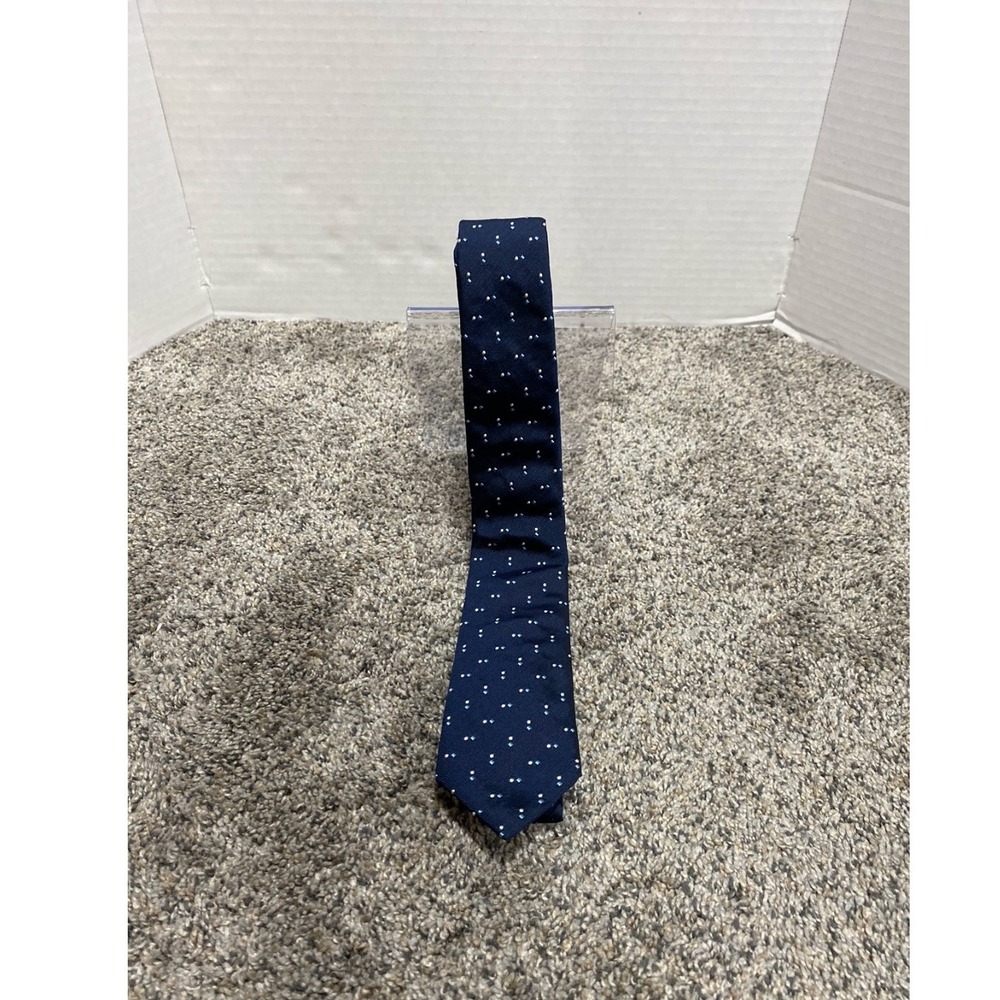 Banana Republic Tie Mens Silk Geometric Dotted Navy Blue OS Excellent
